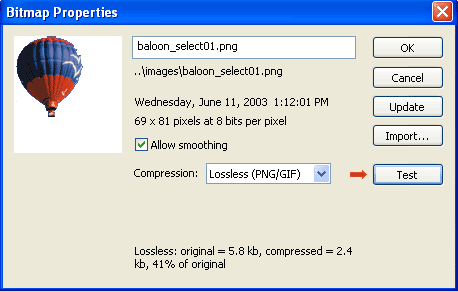 Bitmap Properties Window
