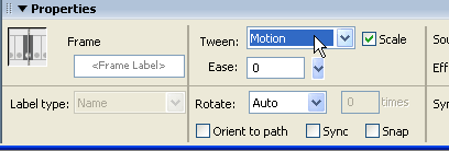 Motion Tween option in the Property Inspector